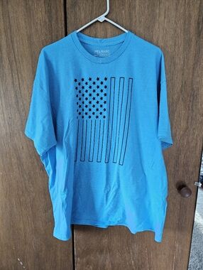 MelMarc Blue Graphic Flag T-Shirt Mens 2XL